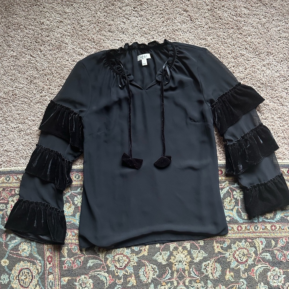 Black flowy chiffon blouse